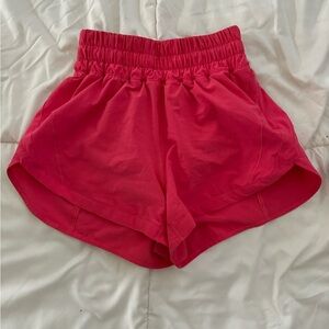lipgloss pink “track that” lululemon shorts 3 in.